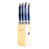 Conjunto De Facas Laguiole Para Carne Com Suporte Mck Azul E