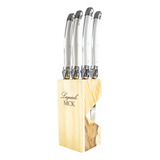 Conjunto De Facas Laguiole Para Carne Com Suporte Mck Branco