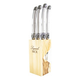 Conjunto De Facas Laguiole Para Carne Com Suporte Mck Branco