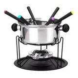 Conjunto De Fondue Inox 11 Peças Panela Separador De Garfo