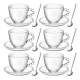 Conjunto De Irenare De 6 Caneca De Café De Vidro Com Pires D