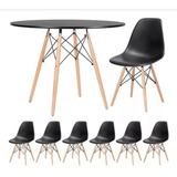 Conjunto De Jantar Mesa Eiffel 120cm Preta 6 Cadeiras Eiff