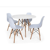 Conjunto De Jantar Mesa Eiffel 80cm Branca 4 Cadeiras Eiff