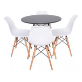 Conjunto De Jantar Mesa Eiffel 90cm Preta 4 Cadeiras Eiffe