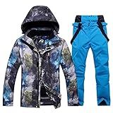Conjunto De Jaqueta E Calça De Esqui Masculina à Prova D água Para Neve Montanha à Prova De Vento Jaqueta De Snowboard De Inverno Ao Ar Livre Azul Real XXG