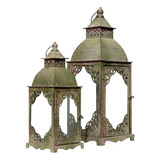 Conjunto De Lanternas Marroquinas Verde Envelhecida