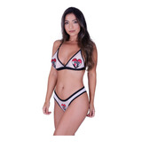 Conjunto De Lingerie De Tule Com Bordado Do São Paulo