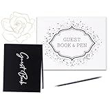 Conjunto De Livro De Visitas De Casamento Elegante Inclui Caneta E Cartão De Inscrição De Convidado Com 100 Páginas Para Noivados Festas Chás De Bebê Aniversários Chás De Panela Formaturas Fun Type3