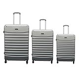 Conjunto De Malas De Viagem- 3 Peças Em ABS Rígido- Rodinhas 360-- Cadeado TSA- Cinza
