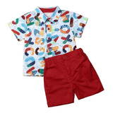 Conjunto De Menino Infantil Camisa Short Casual Np106