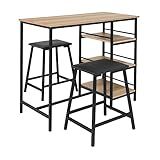 CONJUNTO DE MESA BANCADA GOURMET 2 BANQUETAS STILO TUBO PRETO FOSCO COM TAMPO BP CARVALHO MONTREAL 1 02M X 0 50M CIPLAFE