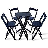 CONJUNTO DE MESA BISTRÔ DOBRÁVEL COM 4 CADEIRAS MADEIRA PRETA TARIMATÃ
