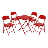 Conjunto De Mesa C 4 Cadeiras Dobráveis De Bar Aço Preto