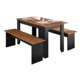 Conjunto De Mesa Com 2 Bancos