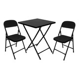 Conjunto De Mesa De Bar C 2 Cadeiras Dobráveis Em Aço Ferro