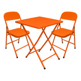 Conjunto De Mesa De Bar C 2 Cadeiras Dobráveis Em Aço Ferro