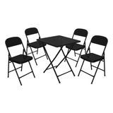 Conjunto De Mesa De Bar C 4 Cadeiras Dobráveis Aço Ferro