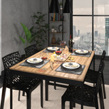 Conjunto De Mesa De Jantar 120x90 Cm 4 Cadeiras Gruvyer Industrial Em Madeira E Ferro Tampo Laminado E Pés Pretos Design Nórdico Para Sala De Jantar Ou Cozinha