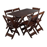 Conjunto De Mesa De Jantar C 6 Cadeiras Dobráveis Promo