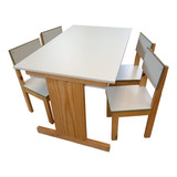 Conjunto De Mesa E 4 Cadeiras Escolar Juvenil Madeira Pinus