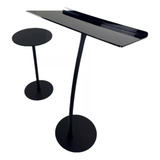 Conjunto De Mesa E Púlpito Hillsong Aço Inox acrílico Preto