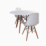 Conjunto De Mesa Eames Eiffel Redonda 80cm Com 2 Cadeiras