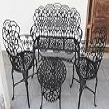 Conjunto De Mesa Para Jardim Com Banco De 3 Lugares 2 Poltronas E Mesa Baixa Jardim Preto Fosco Em Alumínio Fundido Unifer Móveis