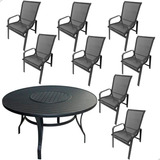 Conjunto De Mesa Para Piscina Com 8 Cadeiras Tela Sling