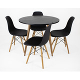Conjunto De Mesa Preta Redonda Com 90cm 4 Cadeiras Eiffel