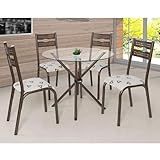 Conjunto De Mesa Redonda Com Tampo De Vidro E 4 Cadeiras Julieta