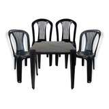 Conjunto De Mesas E Cadeiras De Plástico 182kg   Preto 
