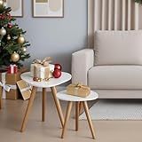 Conjunto De Mesinhas Canto E Apoio Pe Palito Tripe Porta Quadros E Objetos Branco Ou Preto Tampo Orgânico Decoração Para Natal Branco