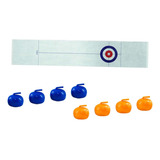 Conjunto De Mini Jogo De Curling De Mesa Com Tapete 8 Rolos
