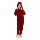 Conjunto De Moletom Infantil Vinho Blusa E Calça Ziper Touca