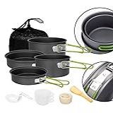 Conjunto De Panelas- 10 Peças- Com Cabos Dobraveis Para Camping- Trilhas- Aventuras- Pesca- Kit Com Colher Tigelas E Esponja