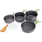 Conjunto De Panelas 10 Peças Com Cabos Dobraveis Para Camping- Trilhas- Aventuras- Pesca Kit Com Colher Tigelas E Esponja