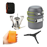Conjunto De Panelas De Camping Mini Fogareiro 3000w Base