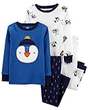 Conjunto De Pijama Carter S 4 Peças Algodão Pinguim Azul E Branco Menino 3T 