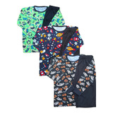 Conjunto De Pijama Infantil Menino Kit 4 Pçs 100 Algodão