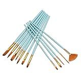 Conjunto De Pincéis Ajcoflt Para Detalhes Finos Duas Cores Cerdas De Taklon Para Aquarela Pintura A óleo Acrílico Para Miniaturas Kit De Desenho Para Estudantes E Iniciantes 12 Peças