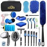 Conjunto De Pincéis De Detalhamento 30 Peças De Kit De Detalhes De Carro Com Conjunto De Escova De Broca Para Detalhes Do Carro E Escova De Roda De Aro De 45 72 Cm Kit De Escova De Lavagem De Carro Para Interiores Exteriores Para Brisas Tapete Couro Saídas De Ar