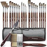Conjunto De Pincéis De Tinta Acrílica Fuumuui Com 25 Peças- Série De Artistas Profissionais Com Tela Plana- Filbert- Leque- Adaga- Língua De Gato- Redondo- ângulo- Rigger Para óleo- Pinturas Em Tela
