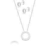 Conjunto De Prata 925 Colar E Brincos Círculo Cravejado