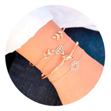 Conjunto De Pulseiras Da Sorte Boas Vibrações Comprimento 14 Cm Diâmetro 1 Cm
