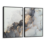 Conjunto De Quadros Abstrato Mármore C 2 Telas Canvas 80x120