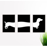 Conjunto De Quadros Coloridos Basset Salsicha Dachshund