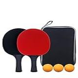 Conjunto De Raquete De Tênis De Mesa Bestgift Com 2 Raquetes Profissionais 3 Bolas De ABS Estojo De Armazenamento Portátil Vermelho Preto 23 515 Cm 2 Raquetes Verticais