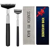 Conjunto De Raspador Traseiro Grande Pacote Com 2 Ferramentas De Massagem Telescópica Extensível Portátil De Aço Inoxidável Para Presente Meias Para Homens E Mulheres