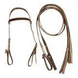 Conjunto De Rédeas E Cabeçada Em Couro Bovino Para Cavalo