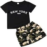 Conjunto De Roupas De Duas Peças Para Bebês Meninas Com Letras Pretas Saia E Shorts De Verão Preto 7 8 Anos
